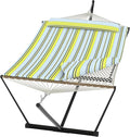 Double Hammock with Stand Curved-Bar Hammock 450LBS Capacity 2 Person Large Hammock Indoor and Outdoor Hammock Perfect for Backyard Patio Beach