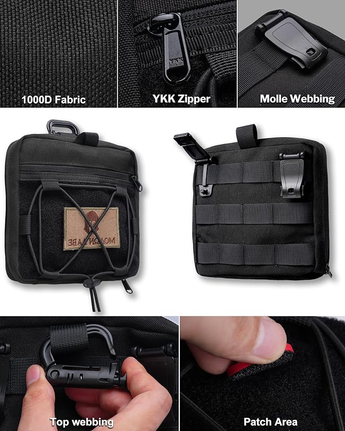 VIPERADE CHP3 Small Tactical MOLLE Admin Pouch Utility EDC Tool Bag Organizer with Elastic Cord Modular Pouch Attaches to Backpacks Vests Belts