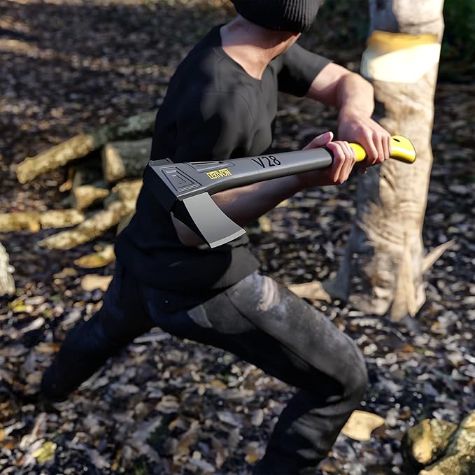 LEXIVON V28 Chopping Axe 28-Inch Lightweight Fiber-Glass Composite Handle &amp Ergonomic TPR Grip | Protective Carrying Sheath Included (LX-V28)