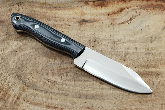 GCS Handmade D2 Steel Hunting And Skining Knife with Black And White Micarta Handle Full Tang Blade and Leather Sheath for Hunting Hunting Camping Survival EDC-GCS 933