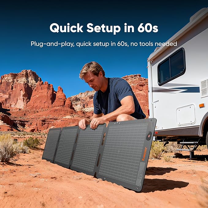 Jackery SolarSaga 100W Air Solar Panel 23% Conversion Efficiency Bifacial Panels IP65 Waterproof Foldable and Portable Solar Charger for Power Stations RVs Camping Off-Grid Life and PV Charging