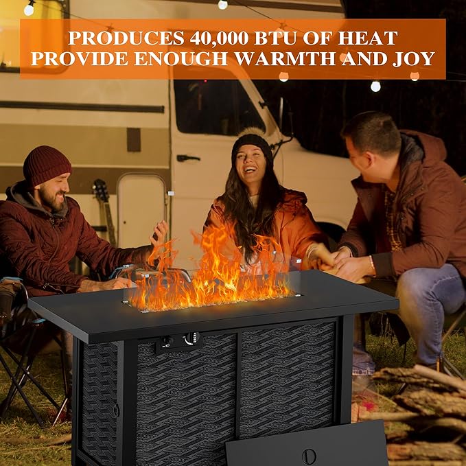 Shintenchi Propane Fire Pits 43″ Outdoor Gas Fire Pit 50000 BTU Rectangle Gas Fire Pit Table with Lava Rocks 2-in-1 Fire Table with Removable Lid CSA-Certified for Outside PatioPartiesBackyard