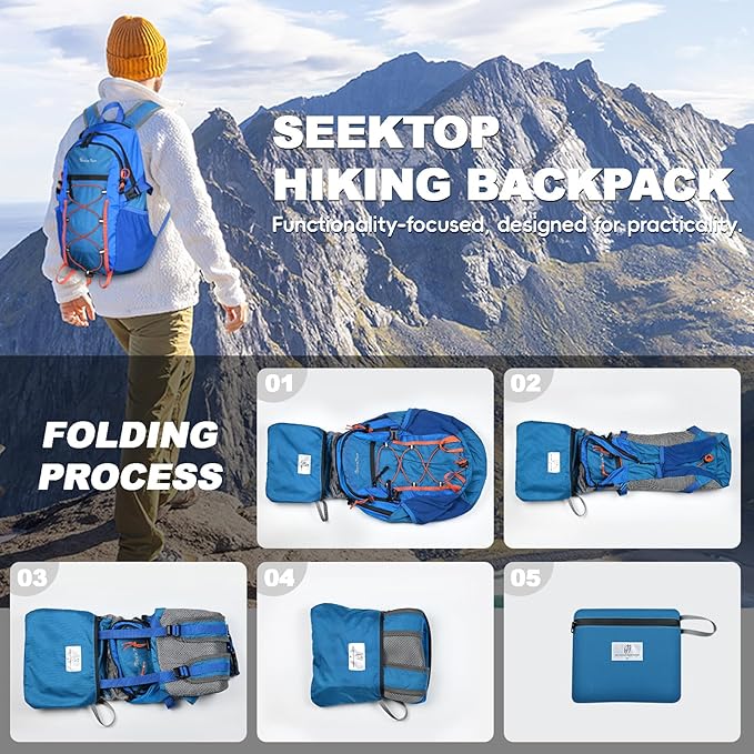 Seektop 20L Foldable Waterproof Hiking Backpack Ultralight Small Lightweight Daypack Packable Backpack for Men Woman
