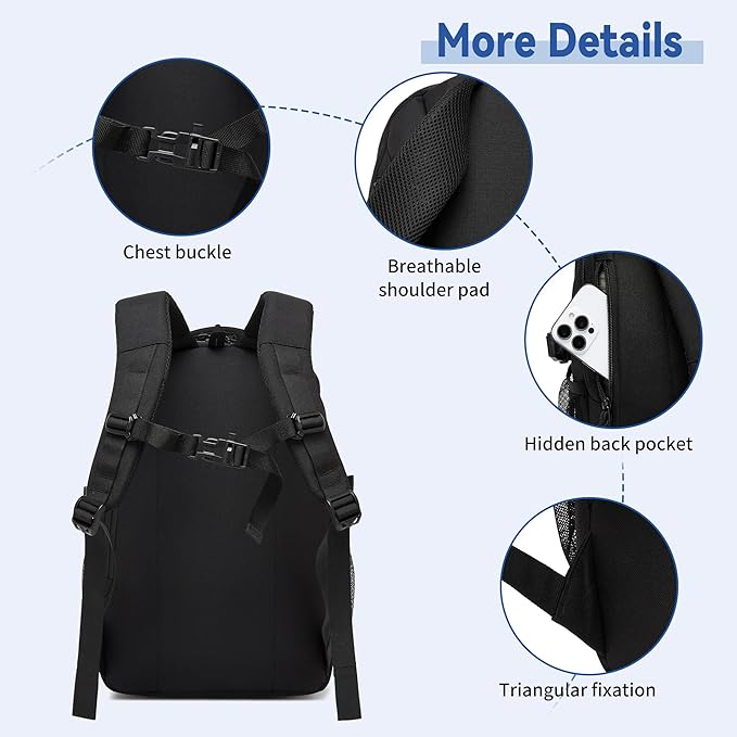 Wotony Military tactical backpack Laser-Cut MOLLE Webbing backpack for men black small tactical assault bag (Black 20 inch)