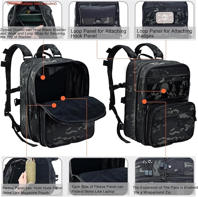Tactical Expandable Flatpack Chest Rig Backpack MOLLE Assault Pack Hydration Pack for PC Vest (BCP)