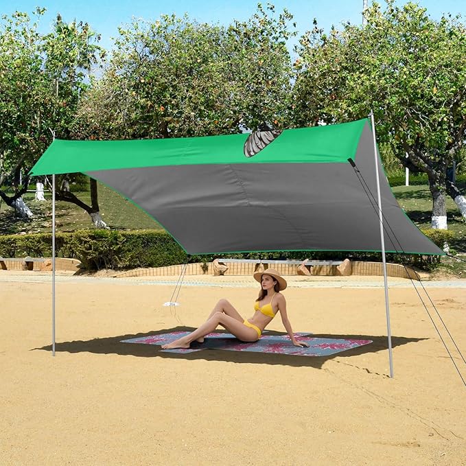 ALAZA Skull Rose Butterfly Beach Tent Sun Shelter Portable Canopy Sunshade for Outdoor Camping Picnics Backyard Fun 10x9 ft