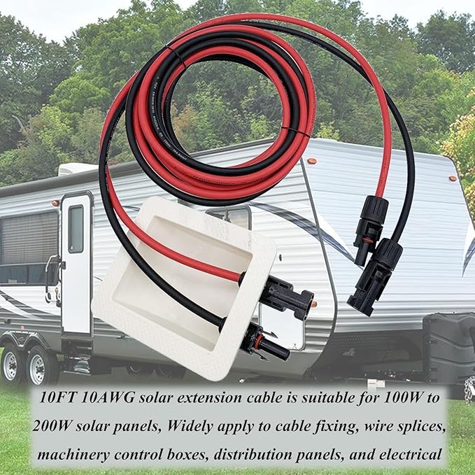 Solar Cable Entry Gland Entry Housing Solar Junction Box Fits for RVVehicles BoatsCamperThrough RV Roof Solar Entry Housing with 10Ft 10AWG Solar Extension Cable(White Entry Gland 3m)