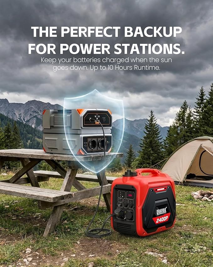 ERAYAK 2400W Portable Inverter Generator for Home Use Super Quiet Small Generator for Camping Outdoor Emergency Power Backup Gas Powered Engine EPA ECO Mode