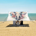 ALAZA Elephant Flowers Beach Tent Sun Shelter UPF50+ Protection Beach Shade Canopy w/ 4 Sandbags for Outdoor Camping Fishing Backyard Fun Picnic 10x9 ft