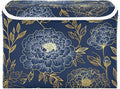 susiyo Large Foldable Storage Bin with Flip-Top Lid Dark Blue Gold Marigold Storage Box Collapsible Closet Organizer Containers Boxes Decorative Baskets with Handles for Home Bedroom Living Room Offi