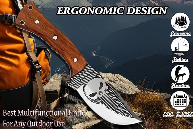 Fixed Blade Knife – Tracker Hunting Knife With Sheath - Tactical Survival Knife For Men - Full Tang High Carbon Steel -