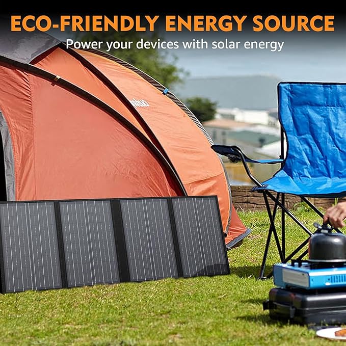 Foldable Solar Panel Charger 60W with 18V DC Output (11 Connectors) for 100W~350W Portable Power Stations Jackery/Rockpals/Flashfish/Enginstar Portable Solar Generator for Outdoor Camping Van RV Trip