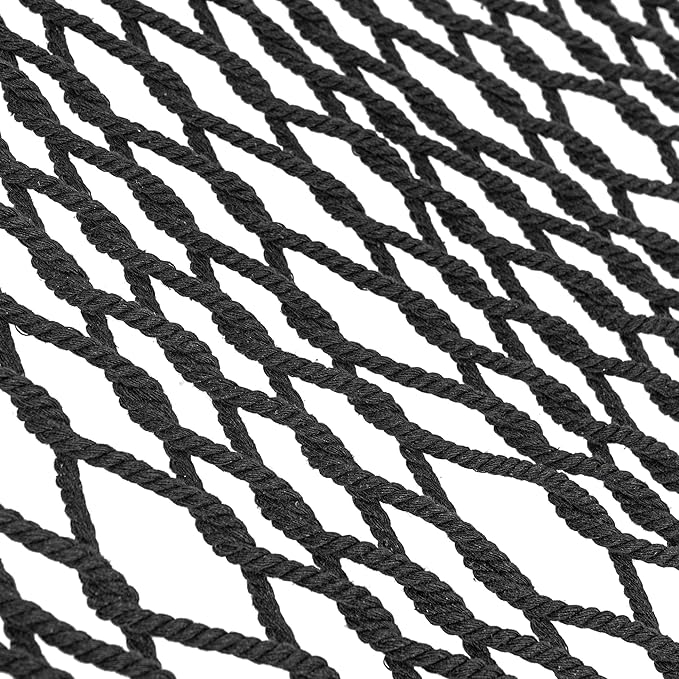 Lazy Daze Hammocks Double Rope Hammock 2 Person Traditional Outdoor Hand Woven Cotton Rope Hammock with Spreader Bar Carabiners Tree Straps Chains for Patio Yard - Max 450 Lbs Dark Grey