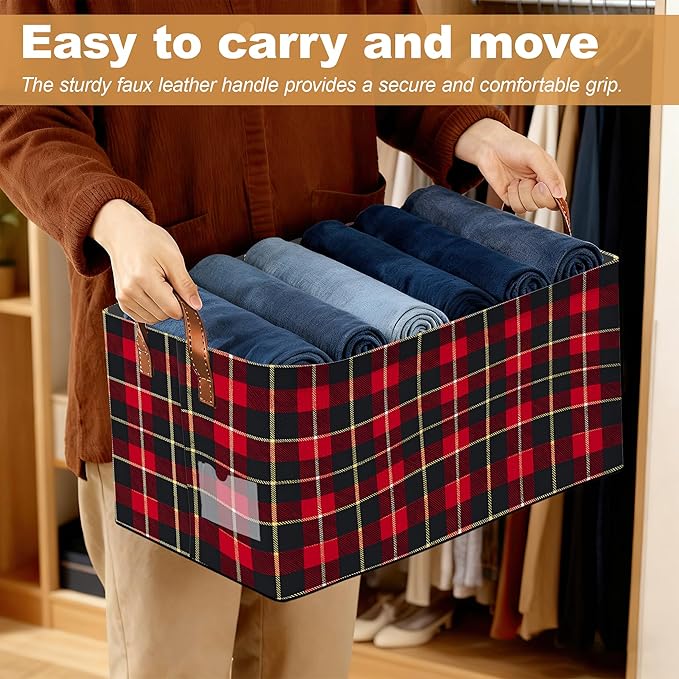 Christmas Gift Storage Bin with Handles Basket Storage Organizer for Shelves Closet Nursery Book Laundry Hamper &amp Home Decor