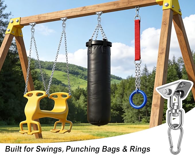 Yose Porch Swing Hanging Kit Heavy Duty 2000lbs Stainless Steel Easy to Install Swing Hardware with Ceiling Hooks Hammock Hooks for Indoor Outdoor Patio Garage