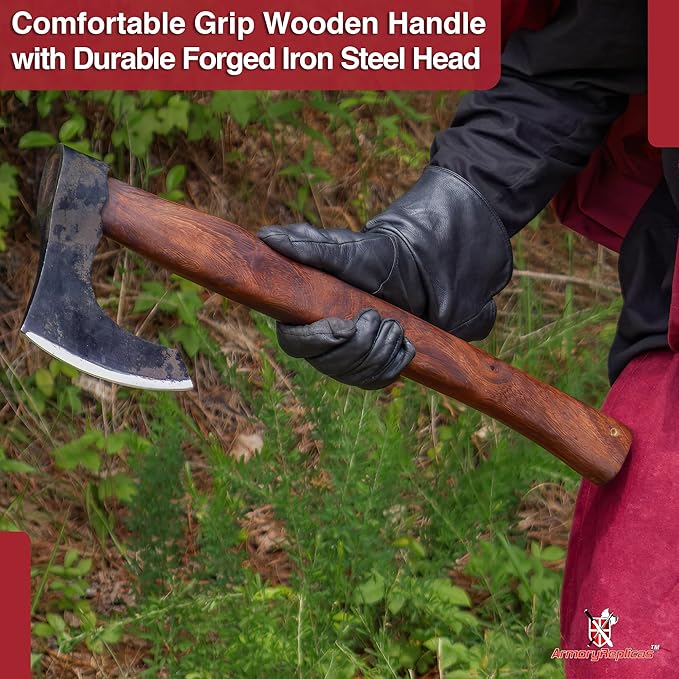 Armory Replicas™ Viking Bearded Battle Axe – Hand Forged Iron Steel Blade with Rustic Finish &amp Sheesham Wood Handle 20.75