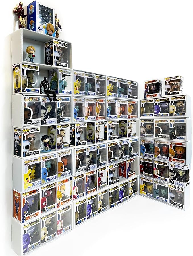 4X4 Version Display Case Compatible with Fnko Pop Boxes Stackable 4 Single Row with Transparent Cover to Protect Your Collection Against Dust (Holds 16 Pops)