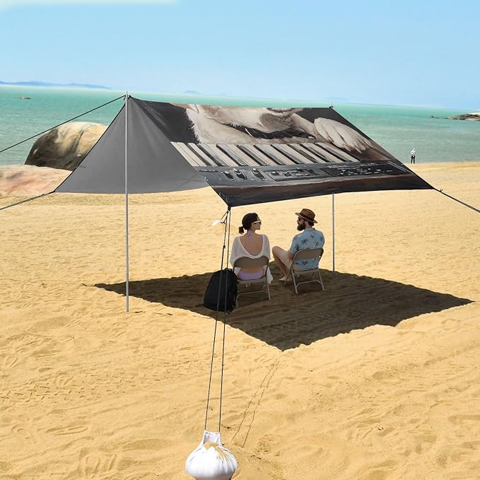 ALAZA Labrador Enjoy Music Beach Tent Sun Shelter Portable Canopy Sunshade for Outdoor Camping Picnics Backyard Fun 10x9 ft