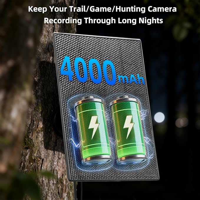 LIYVZ 3W Trail Camera Solar Panel 5V/6V 4000mAh Solar Charger for Trail Camera Game Camera Trail Cam Solar Universal Hunting Camera Solar Panel 2-Pack