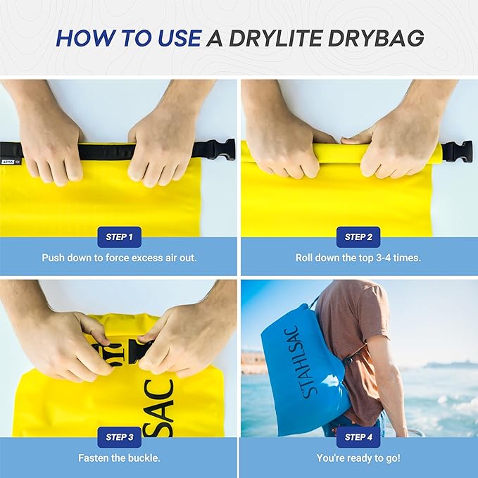 Stahlsac Abyss Drylite Dry Bag 6L in Light Grey | Durable Waterproof Bag | Lightweight Dry Bag for Boating Hiking Kayaking &amp Rafting | Tested for Enhanced Durability | Removable Straps