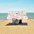 ALAZA Cute Unicorns on Floral Beach Tent Sun Shelter Portable Canopy Sunshade for Outdoor Camping Picnics Backyard Fun 10x9 ft