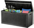 Zapdos Outdoor Storage Box 60 Gallon Deck Box Indoor and Outdoor Use Waterproof Resin Rattan Storage Bin for Package Storage Patio Cushions Gardening Tools Fade Resistant Lockable Black