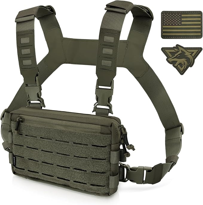 WYNEX Tactical Chest Rig Pack for Men Running Chest Bag with Front Loop Recon Chest Rigs for Hunting Outdoor EDC