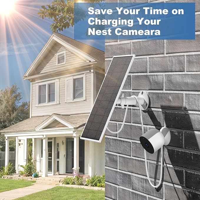 2Pack Premium Solar Panel for Google Nest Camera5W Camera Solar Panel Charger with 13.1Ft Fast Charging Cable Work for Google Nest Cam Battery(No Camera) Outdoor &amp IndoorIP66 Waterproof