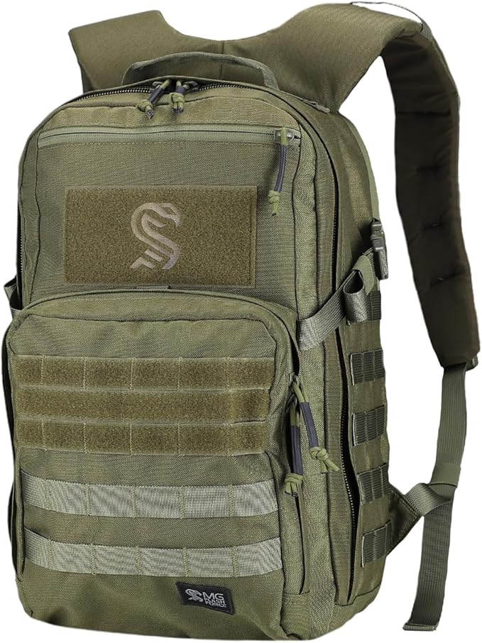MGFLASHFORCE Molle Military Tactical Backpack for Men 30L Daypack Army Rucksack Pack Bug Out Bag 15.6 Laptop Compartment (Green)