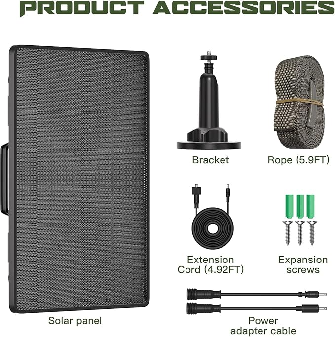 Trail Camera Solar Panel - 6000mAh Built-in Battery Waterproof Solar Charger Kit with Multiple DC Connectors Compatible with Tactacam Reveal Cameras