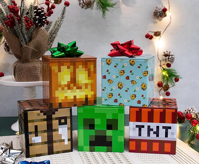Toynk Minecraft 4x4 Inch Tin Storage Box Set of 5 | Bee | Creeper | TNT | Table | Jack