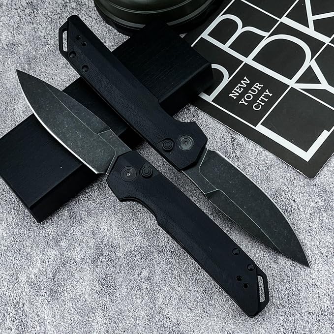 8'' One-handed Development Pocket KnifeBlackout Utility Folding Knives3.43 8Cr13Mov BladeDurable G10 Handles and Reversible PocketclipCamping EDC Tool for Men's Gifts