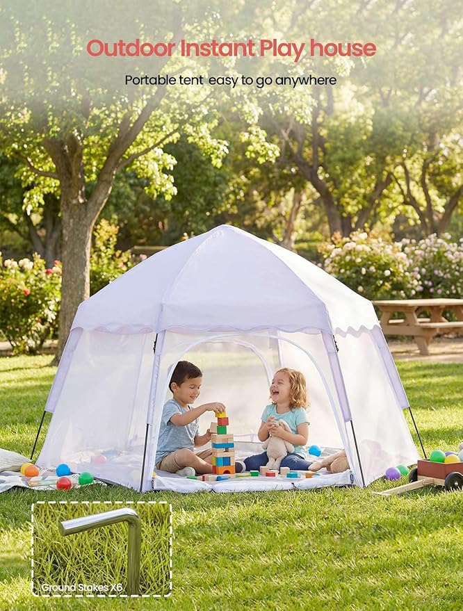Porayhut Large Pop Up Play Tent for Kids 78 Instant Toddler Playhouse with Removable Floor &amp UV50+ Sun Shade 360° Mesh Mosquito-Free Tent for Indoor Outdoor Beach Backyard Fits 4 Kids