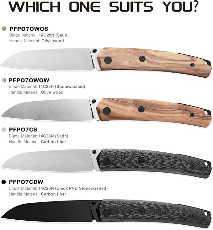 Petrified fish PF719 Folding Knife3.38 14C28N Steel Stonewashed Blade Olivewood Handle Thumb Stud Liner lock Pocket knife (Olivewood Stonewashed)