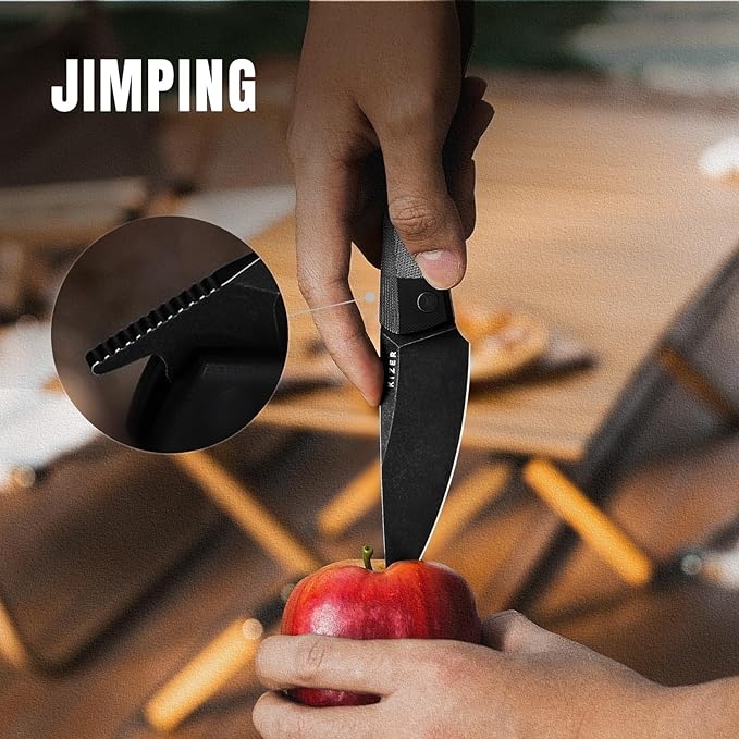 Kizer Momo Pocket Folding Knife 4.11” Nitro V Blade EDC Pocket Knife with G10+Micarta Handle Front Flipper Camping Folding knife for Men Women Sharp Hunting Survival Hiking Knives V4663A1