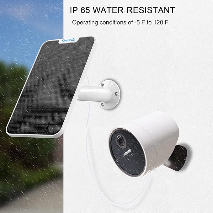 4W Solar Panel Charging Compatible with SimpliSafe Outdoor Security Camera only with 13.1ft Waterproof Charging Cable IP65 WeatherproofIncludes Secure Wall Mount(White)