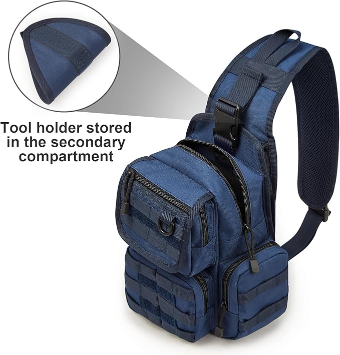 G4Free Tactical EDC Sling Bag Pack with Adjustable Holder Sling Shoulder Assault Range Backpack(Dark Blue)