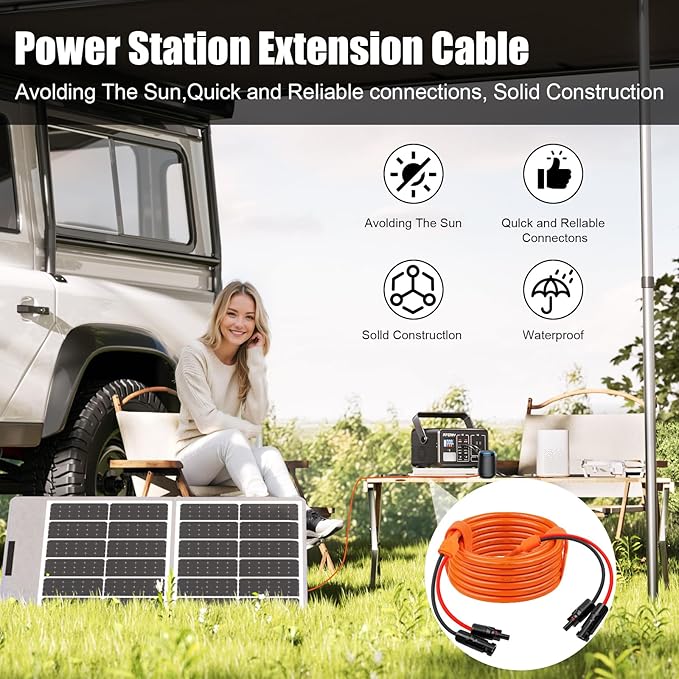 14 Gauge Solar Extension Cable 100FT 10AWG Solar Panel Cable with Female and Male Connector 14AWG Red &amp Black Main Solar Wires Heavy Duty Outdoor Power Cord for RVPhotovoltaic Systems Generat