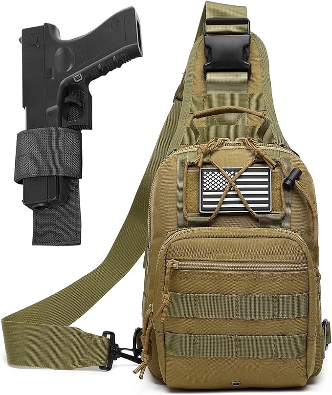 ATBP Small Tactical Sling Bag for Men with Holster Military EDC Shoulder Bag CCW Crossbody Bag 7 Liters