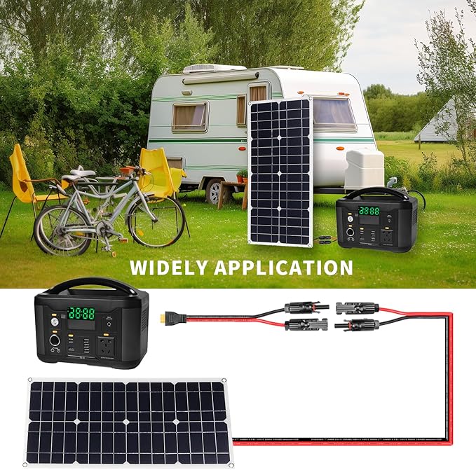 Ansoufien Solar Panel Connector to XT60 Connector Cable 10FT 10AWG Solar to XT60 Charge Extension Cable XT60 (Plug Female) Cable for RV Folding Solar Panel Portable Power Station Solar Generator
