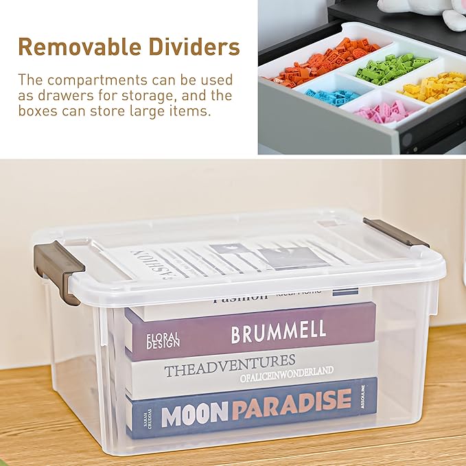 Citylife 17 QT Plastic Storage Box with Removable Tray Craft Organizers and Storage Clear Storage Container for Organizing Bead Tool Sewing Playdoh 2 Packs