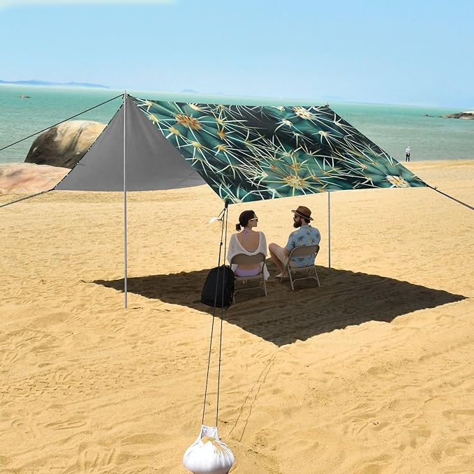ALAZA Thorn Cactus Beach Tent Sun Shelter Portable Canopy Sunshade for Outdoor Camping Picnics Backyard Fun 10x9 ft