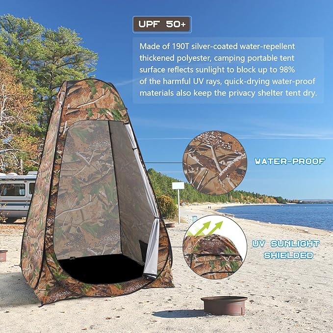 BRIAN &amp DANY Pop Up Shower Tent Portable Privacy Camping Changing Tent Camp Toilet Bathroom Pod with Rain Shelter &amp Windows UPF 50+ &amp Waterproof 47.2 x 47.2 x 74.8