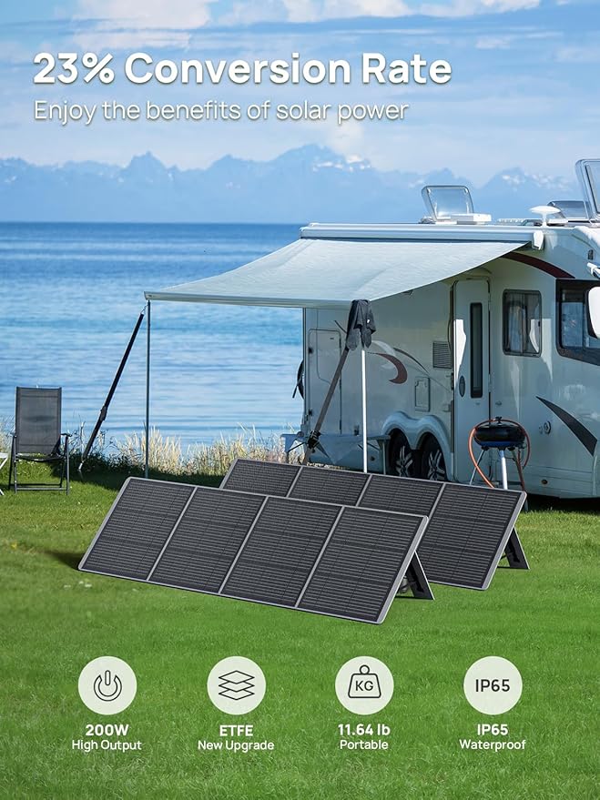 AFERIY Nomad800 Power Station with 200W ETFE Foldable bracket Solar Panels 512Wh Solar Generator for Camping CPAP RVs