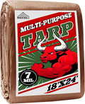 Tarp 18x24 ft 100% Waterproof 7mil Durable Grommets and Reinforced EdgesUv ResistantGreen/Brown TarpEmergency Rain ShelterOutdoor Cover and Camping Use -by MVPNET