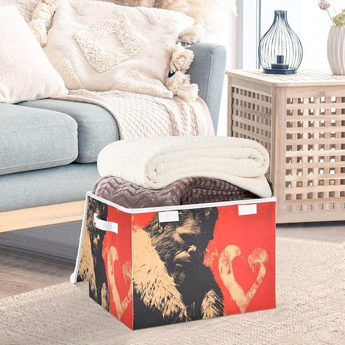 AIXIWAWA Lidded Storage Cube (Sasquatch Valentine) Fabric Foldable Closet Bins with Flip Lid and Handles Organizer Basket Container 16.5 x 12.6 x 11.8 IN