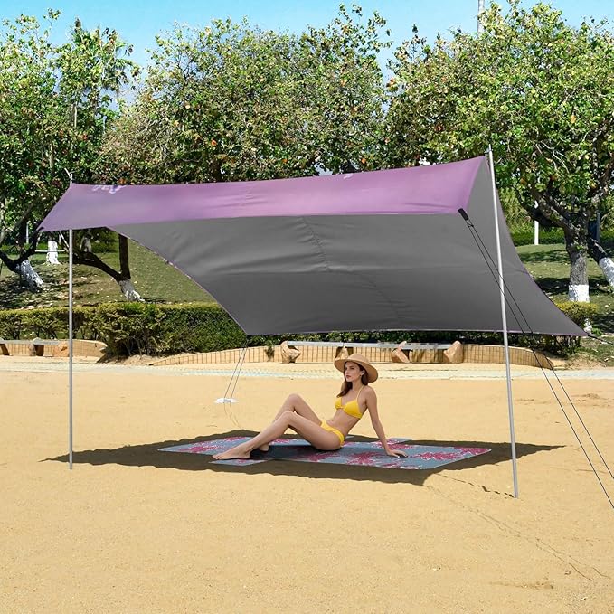 ALAZA Beautiful Drwan Lavender Beach Tent Sun Shelter Portable Canopy Sunshade for Outdoor Camping Picnics Backyard Fun 10x9 ft