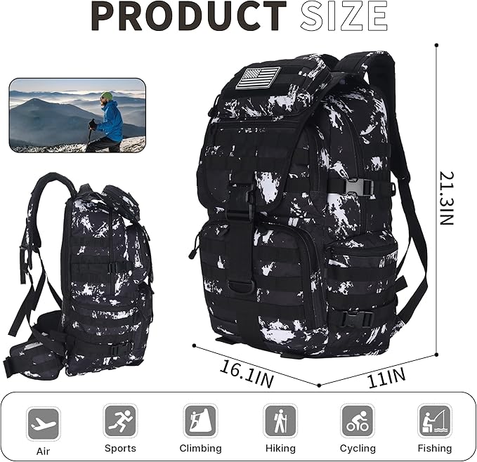50L Military Tactical Backpack Hiking Waterproof Backpack Large Military Pack 3 Day Assault Pack Molle Bag Rucksack