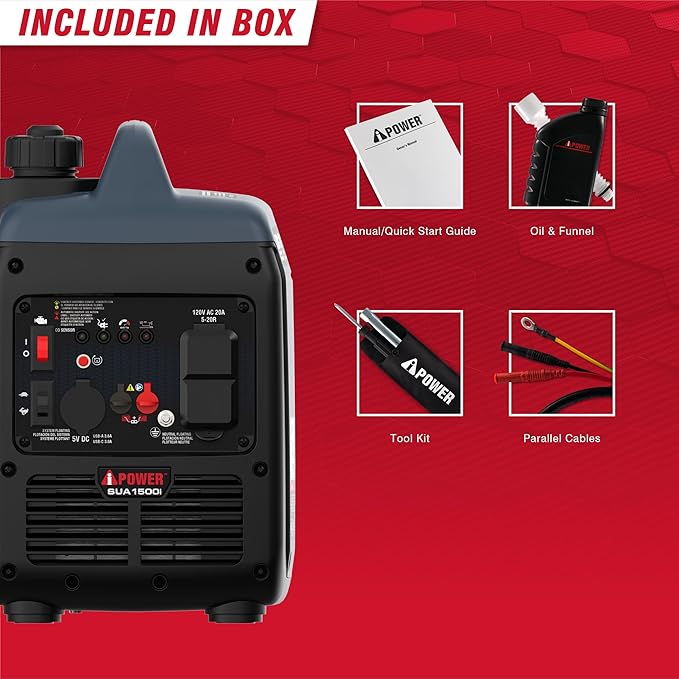 A-iPower 1500 Watt Quiet Portable Inverter Generator Gas Powered Small Ultra Lightweight Quiet Generator for Camping Tailgating Home Backup Emergency EPA &amp CARB Compliant CO Sensor (SUA1500i