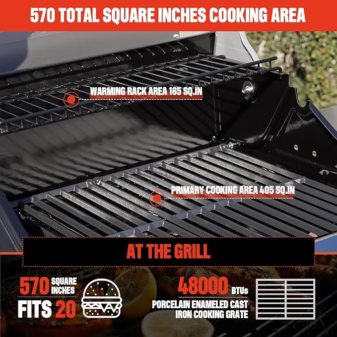 Monument Grills Outdoor Barbecue Stainless Steel 3 Burner Propane Gas Grill 48000 BTU Patio Garden Grill with Side Burner and Knob Controls Mesa325 with BBQ Cover